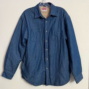 Vintage Wrangler Premium Quality Blue Sherpa Lined Denim Shirt Size Medium M